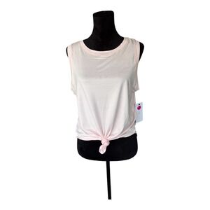 Yoga-licious Tank Top Sleeveless Tie Front Casual Athleisure Pink L‎